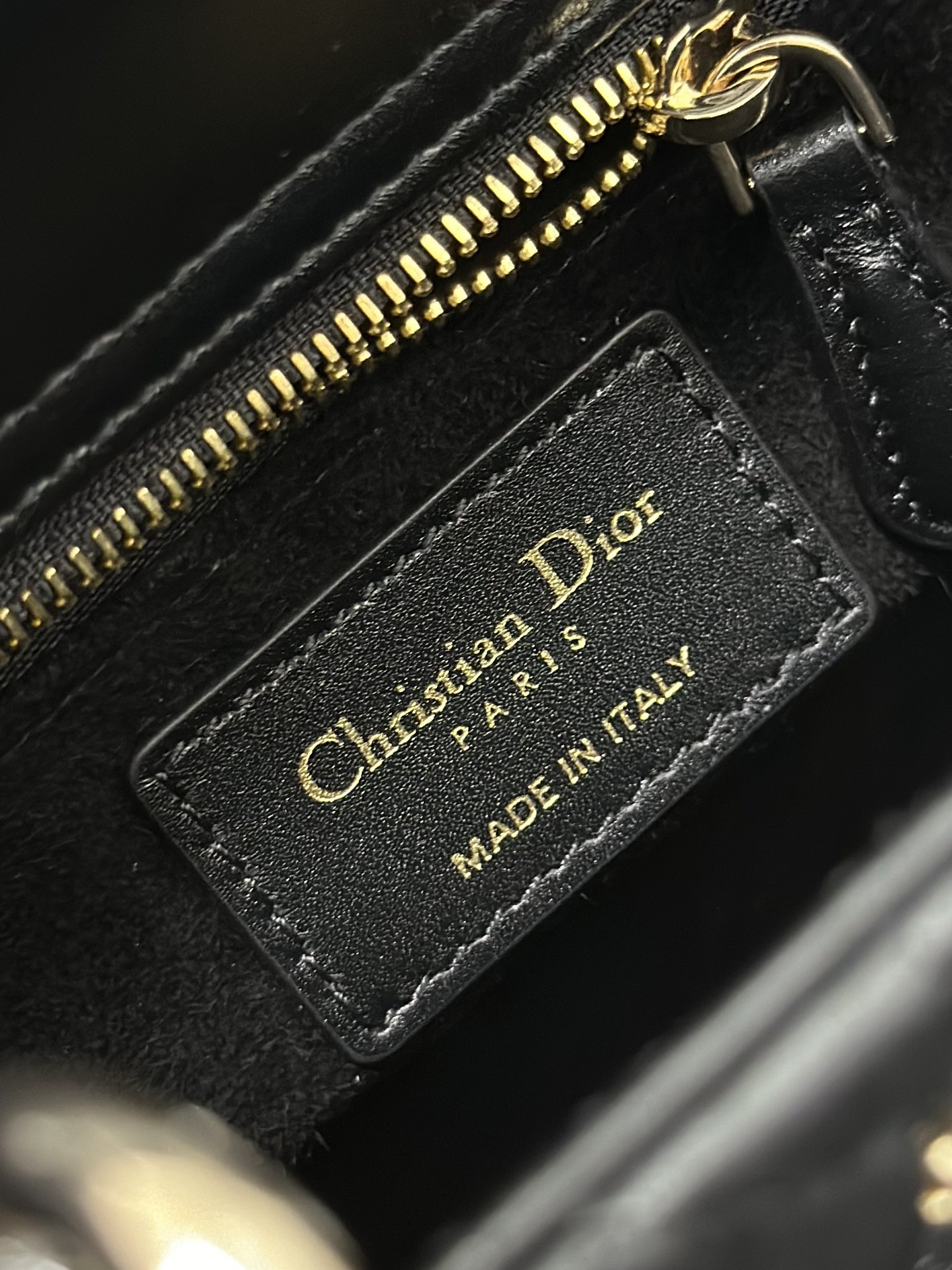 Small Lady Dior Bag Black Lambskin with Sun Nail